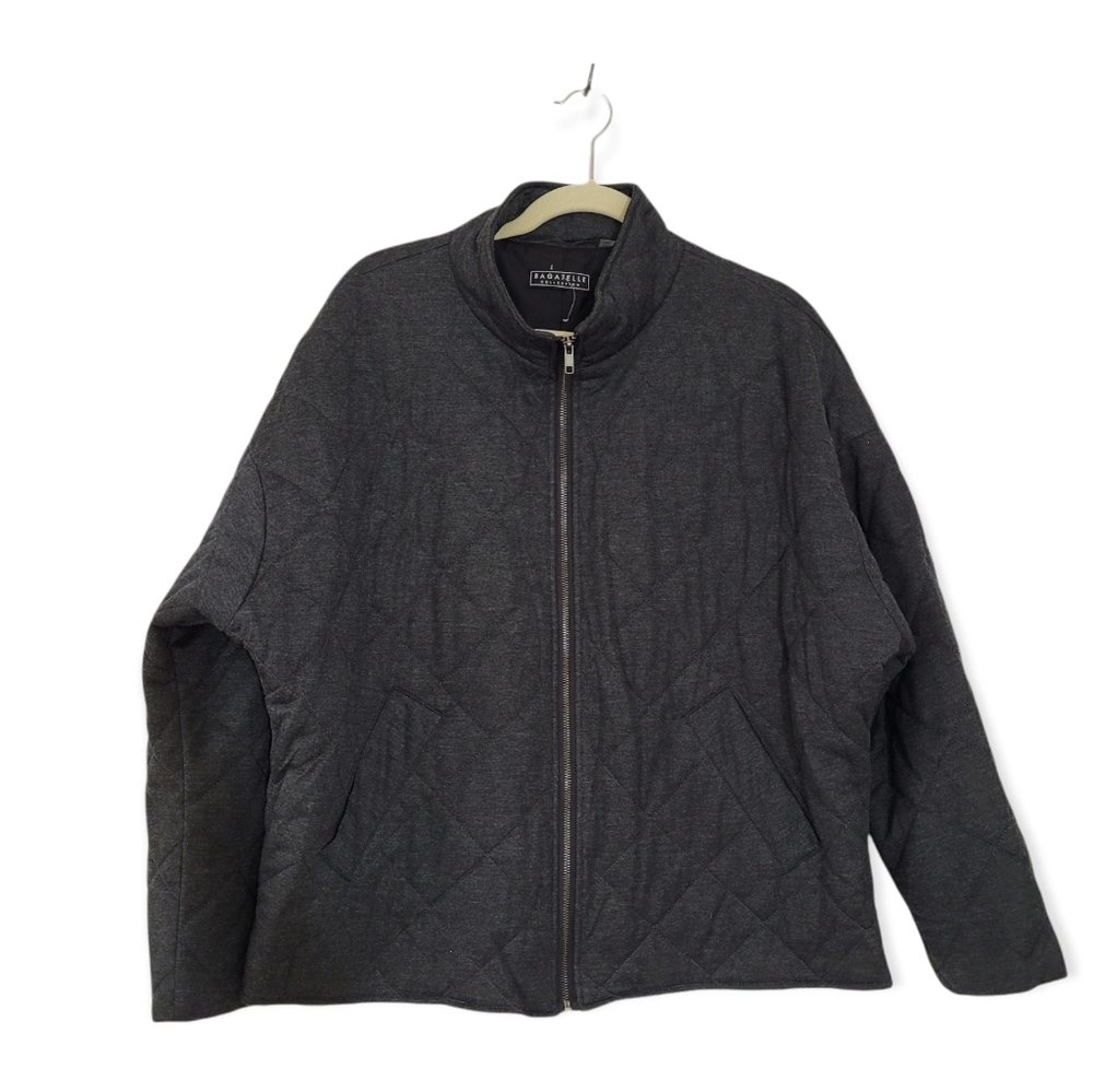 BAGATELLE Black High Neck Wide Sleeves Diamond Quilted Jacket